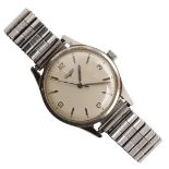 A STAINLESS STEEL WRISTWATCH BY LONGINES.