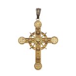 A LATE 19TH CENTURY GOLD CRUCIFORM PENDANT.