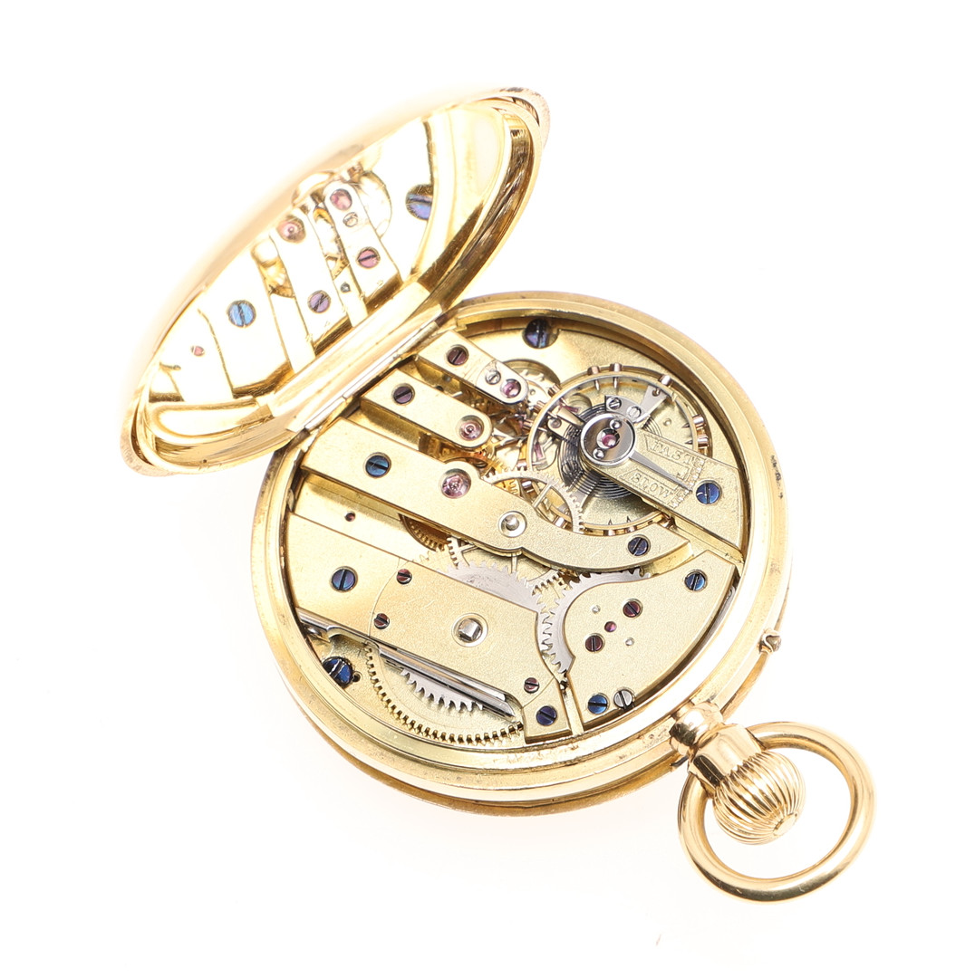 AN 18CT GOLD HALF HUNTING CASED POCKET WATCH. - Image 4 of 5
