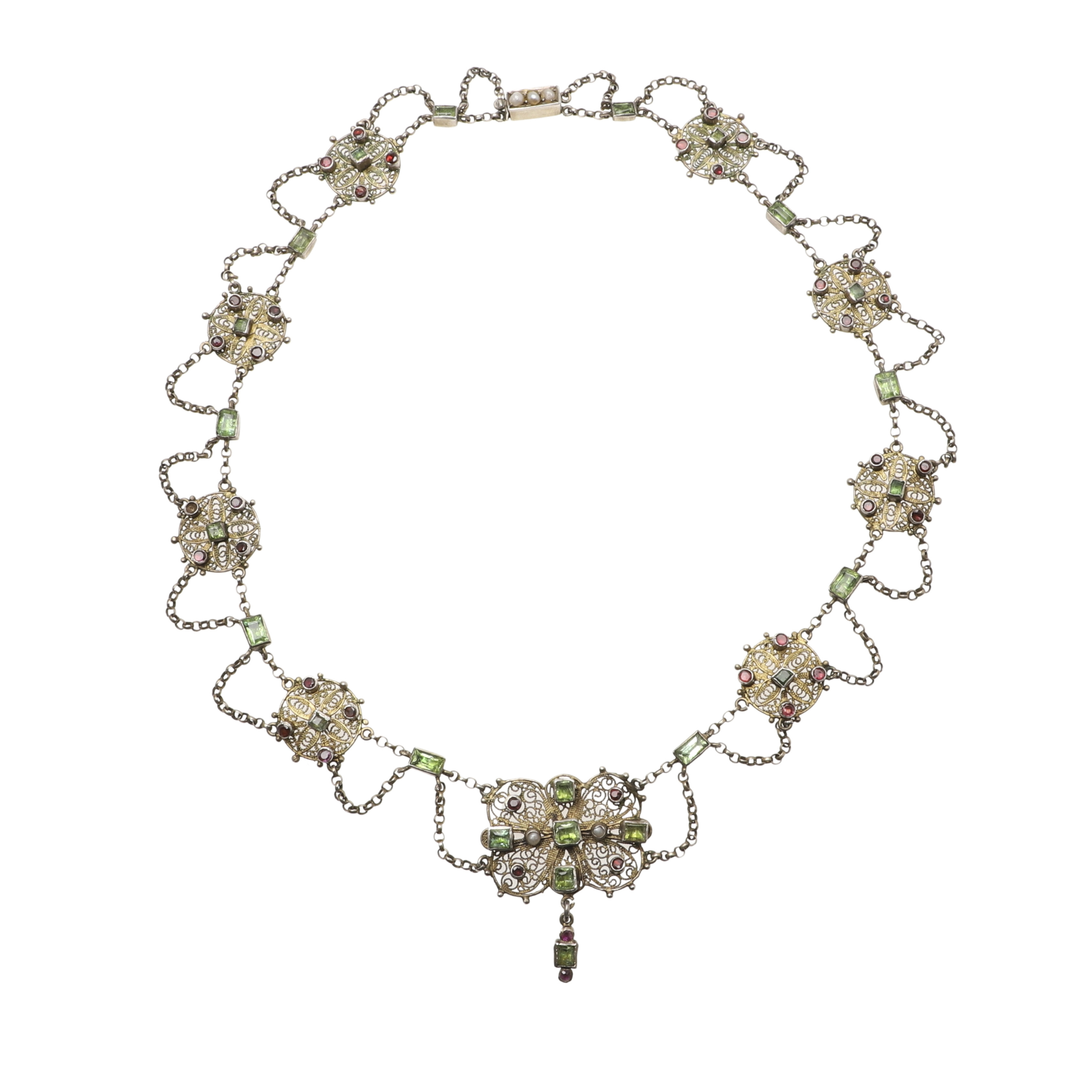 A 19TH CENTURY AUSTRO-HUNGARIAN GEM SET NECKLACE.