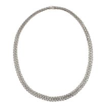 AN 18CT WHITE GOLD FANCY LINK NECKLACE.