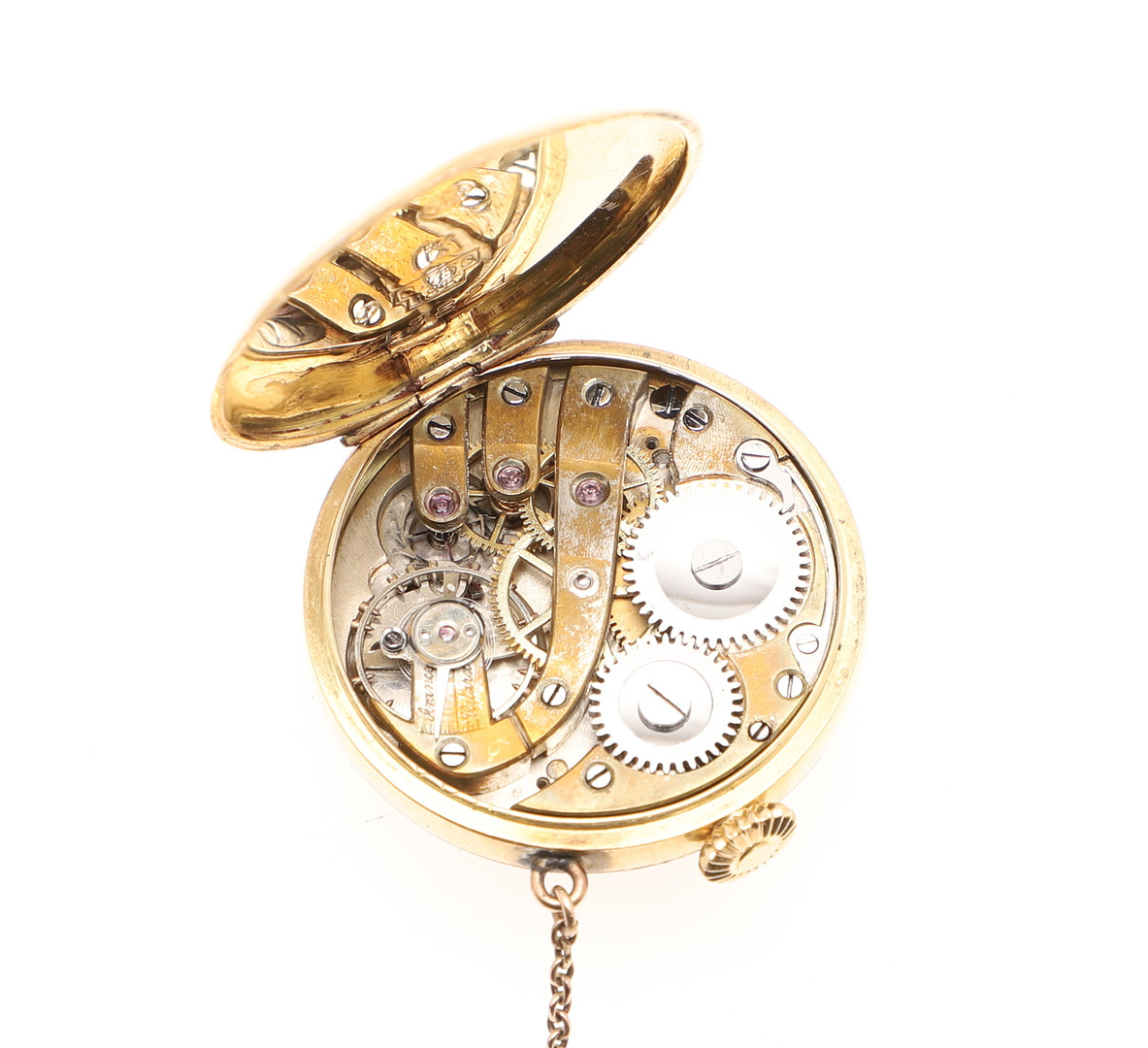 AN 18CT GOLD AND DIAMOND SET BUTTONHOLE WATCH. - Image 3 of 8