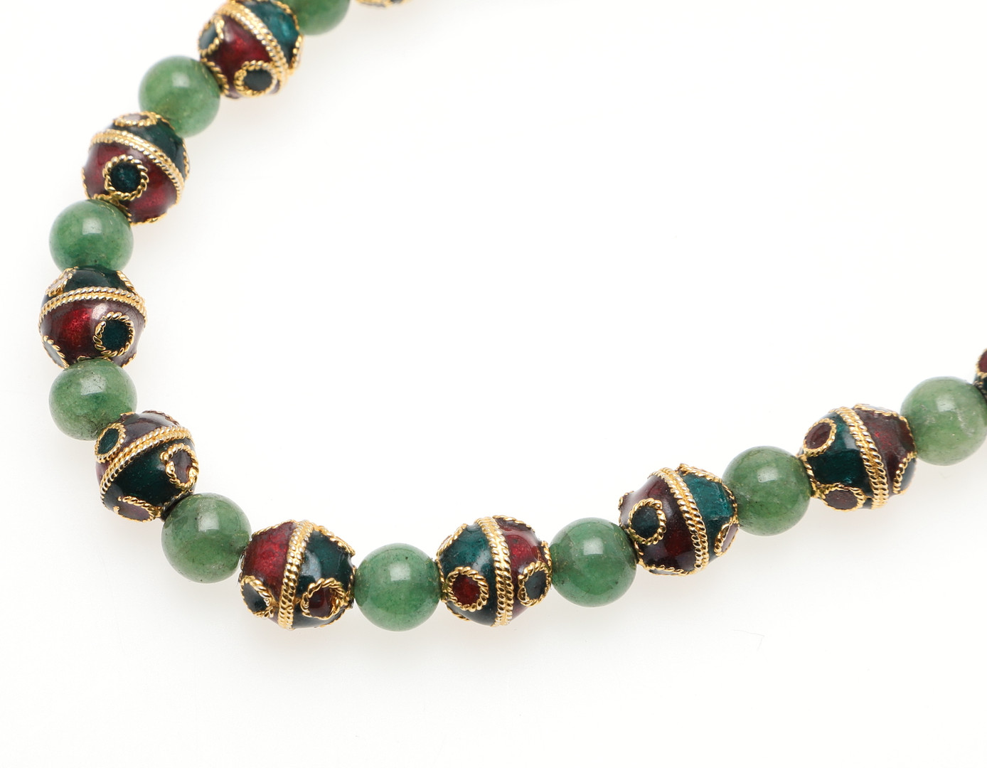 AN ENAMEL BEAD NECKLACE. - Image 4 of 6