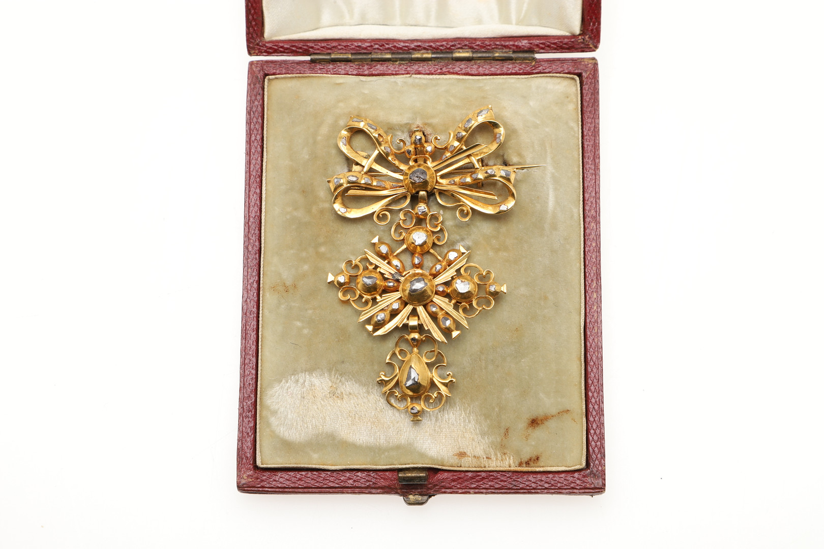 A 19TH CENTURY GOLD AND DIAMOND BROOCH PENDANT. - Image 4 of 5