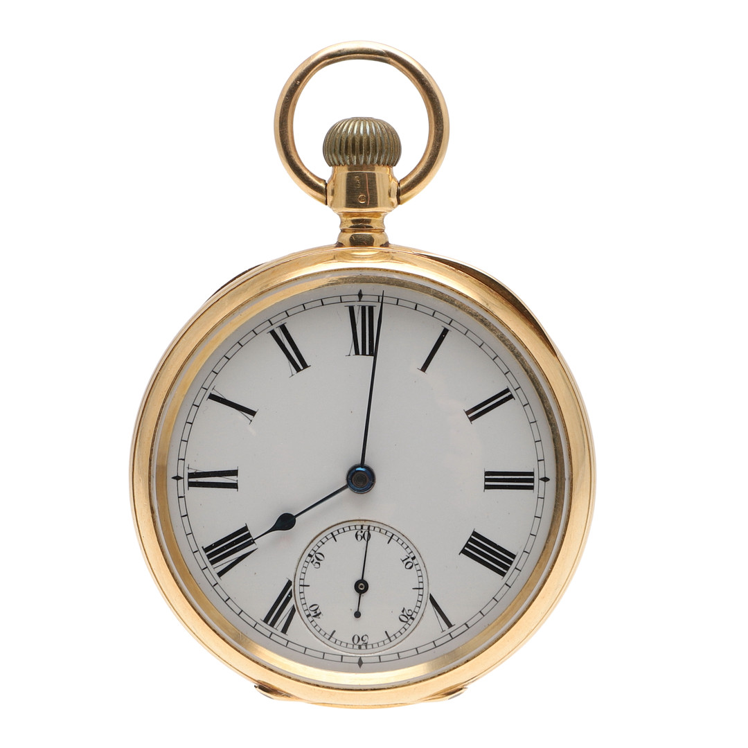 AN 18CT GOLD OPEN FACED POCKET WATCH. - Image 2 of 8