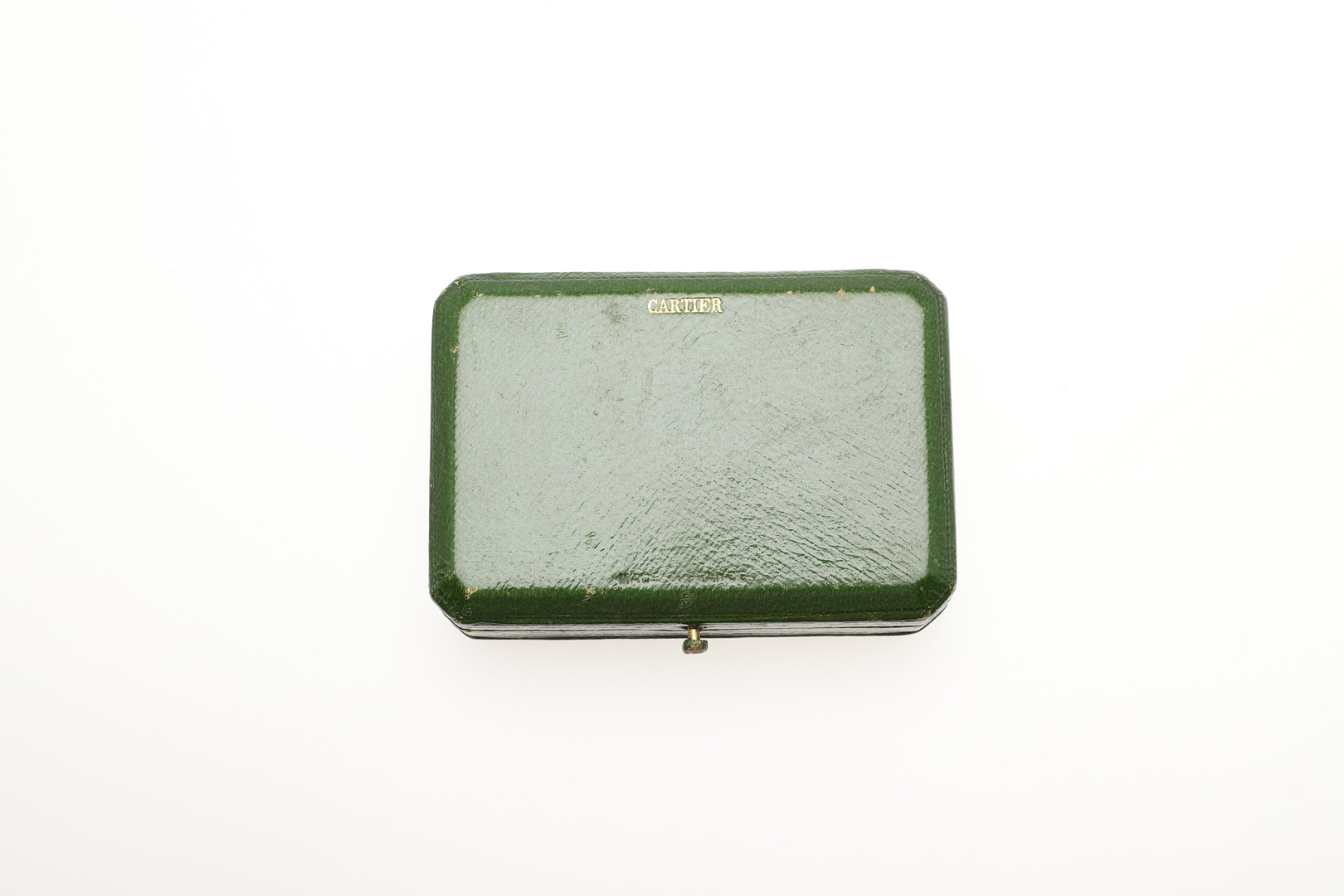AN ANTIQUE GREEN LEATHER BOX BY CARTIER. - Image 5 of 5