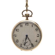 A 9CT GOLD OPEN FACED POCKET WATCH.