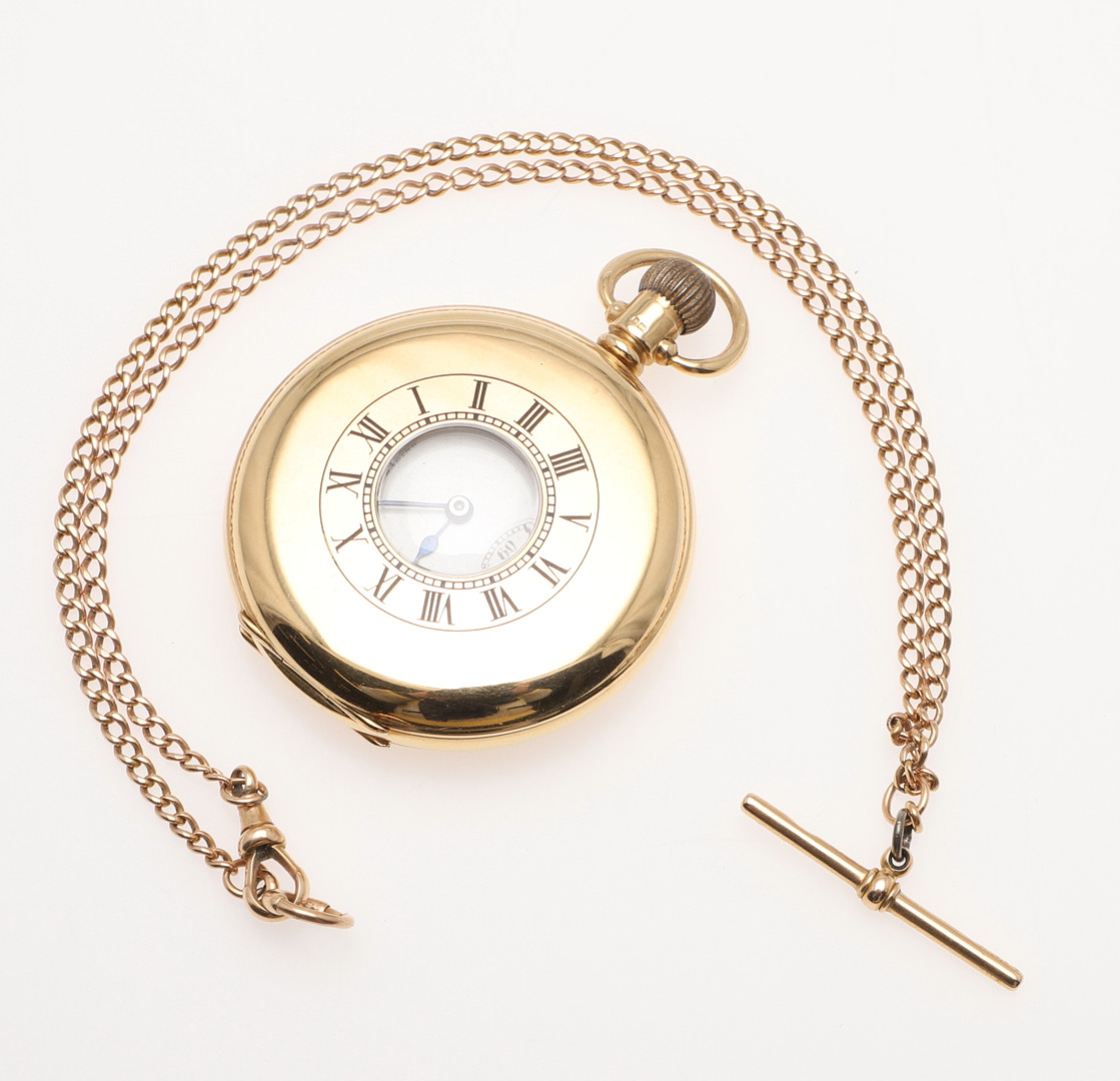 AN 18CT GOLD HALF HUNTING CASED POCKET WATCH BY BALSOM OF READING. - Image 7 of 8