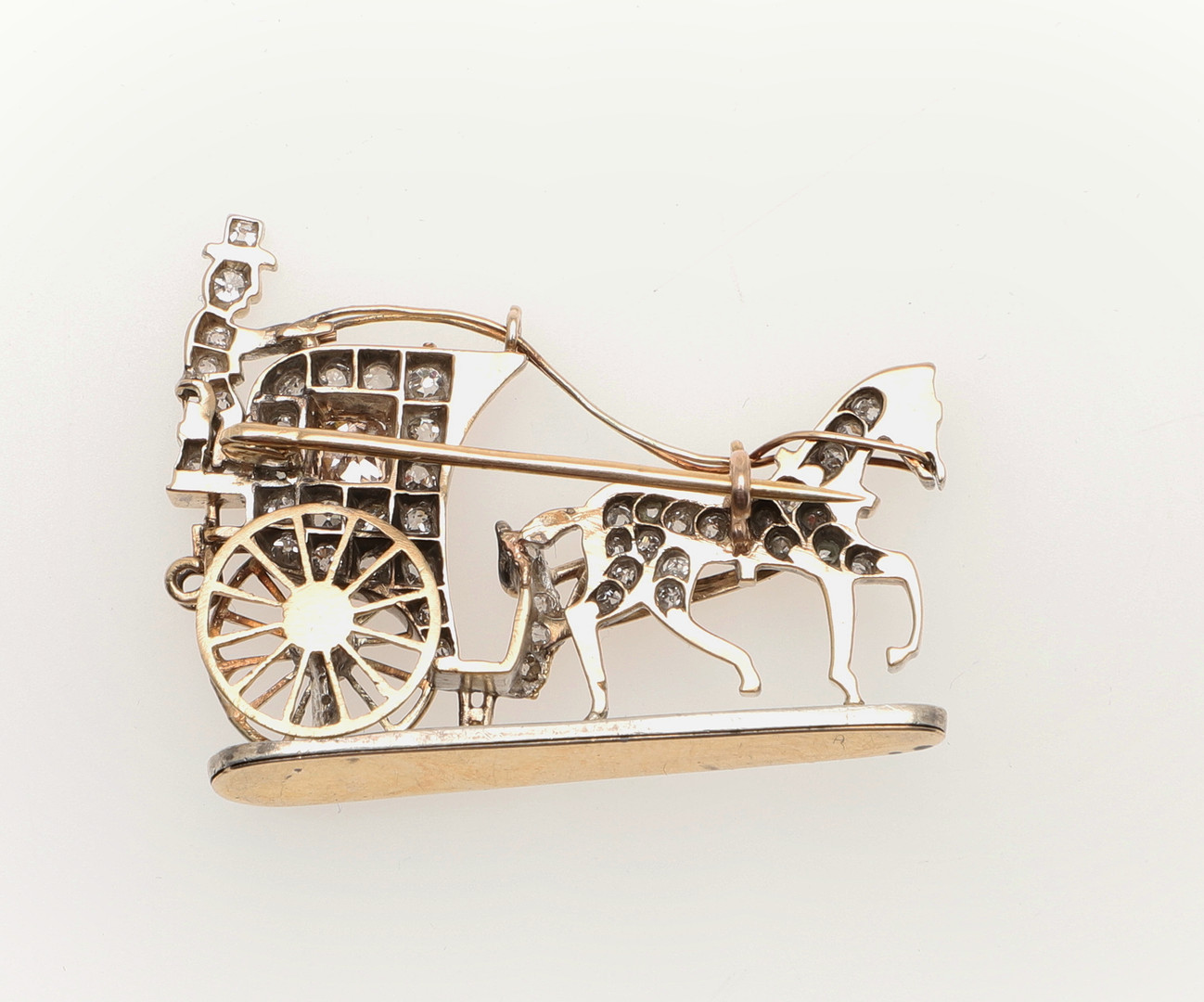 A LATE 19TH CENTURY DIAMOND CARRIAGE AND HORSE BROOCH. - Image 2 of 2