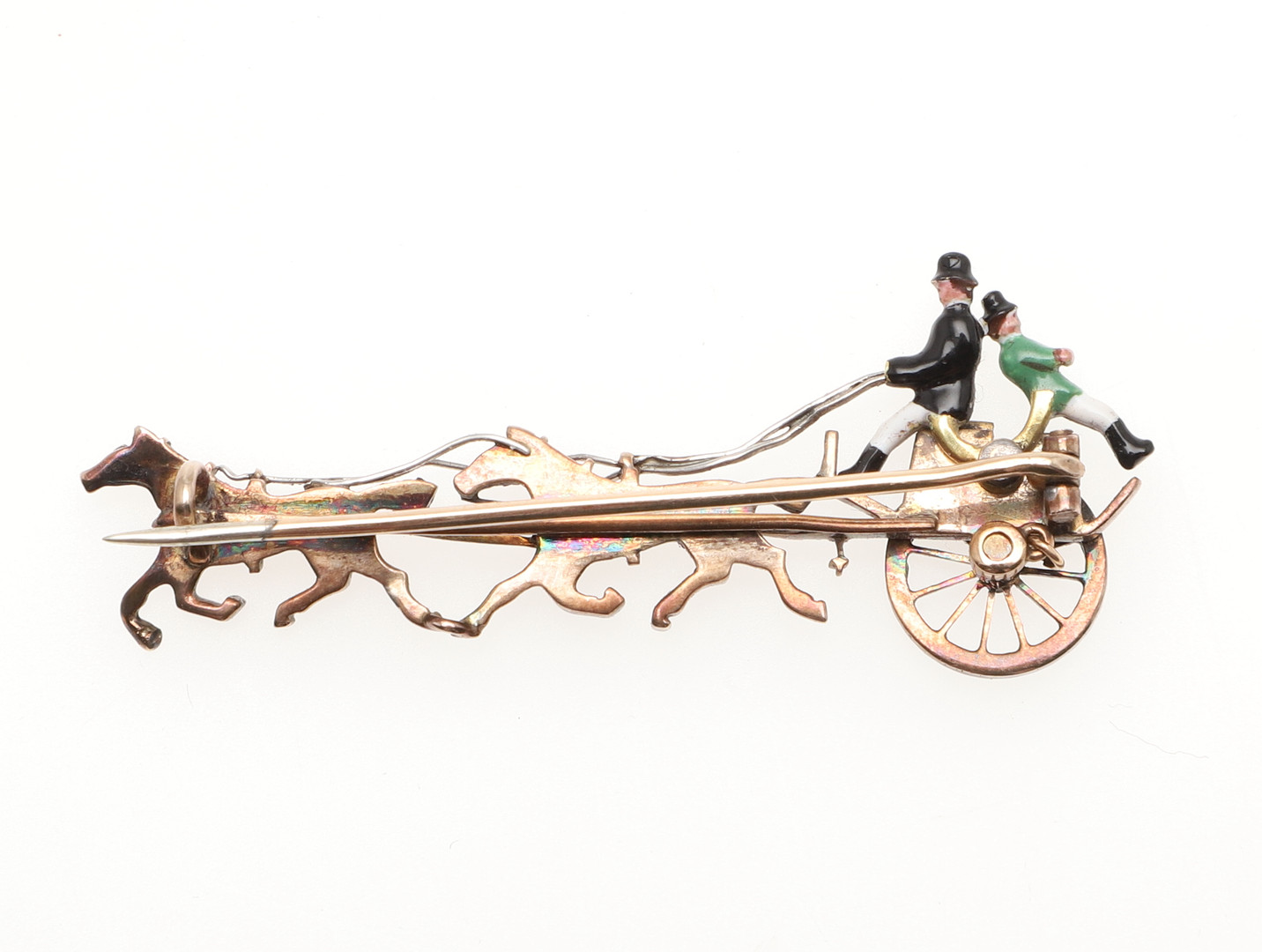 AN ENAMEL AND DIAMOND HORSE AND CARRIAGE BROOCH. - Image 2 of 2