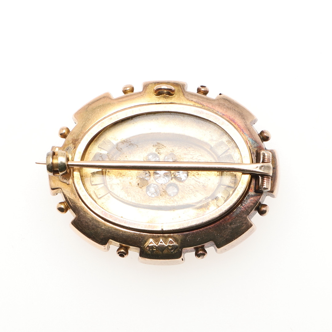 A VICTORIAN 15CT GOLD AND DIAMOND BROOCH. - Image 2 of 2