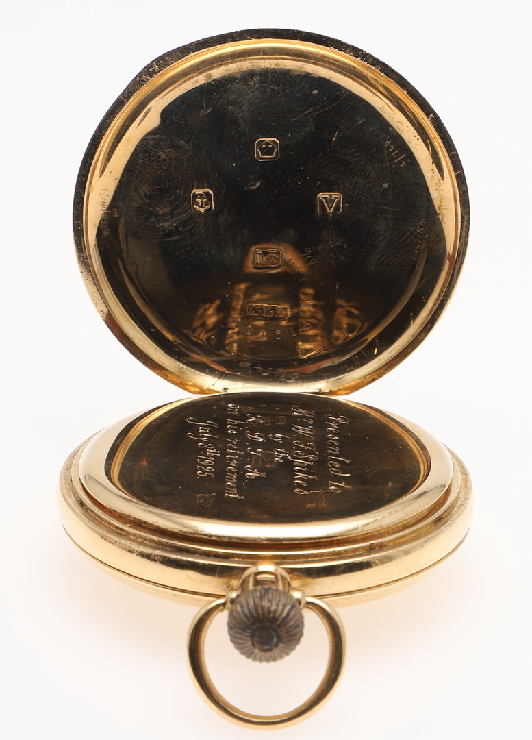 AN 18CT GOLD HALF HUNTING CASED POCKET WATCH BY BALSOM OF READING. - Image 4 of 8