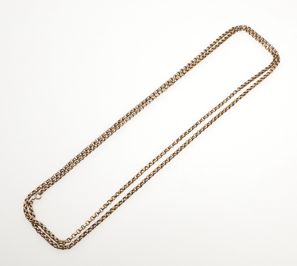 A 9CT GOLD LONG GUARD CHAIN. - Image 2 of 2