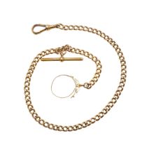 A 15CT GOLD CURB LINK WATCH CHAIN.