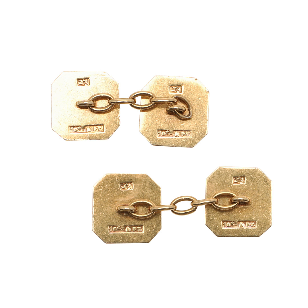 A PAIR OF 18CT GOLD AND PLATINUM CUFFLINKS. - Image 3 of 3