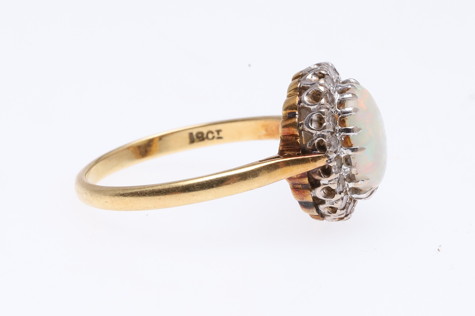 AN OPAL & DIAMOND CLUSTER RING. - Image 4 of 7