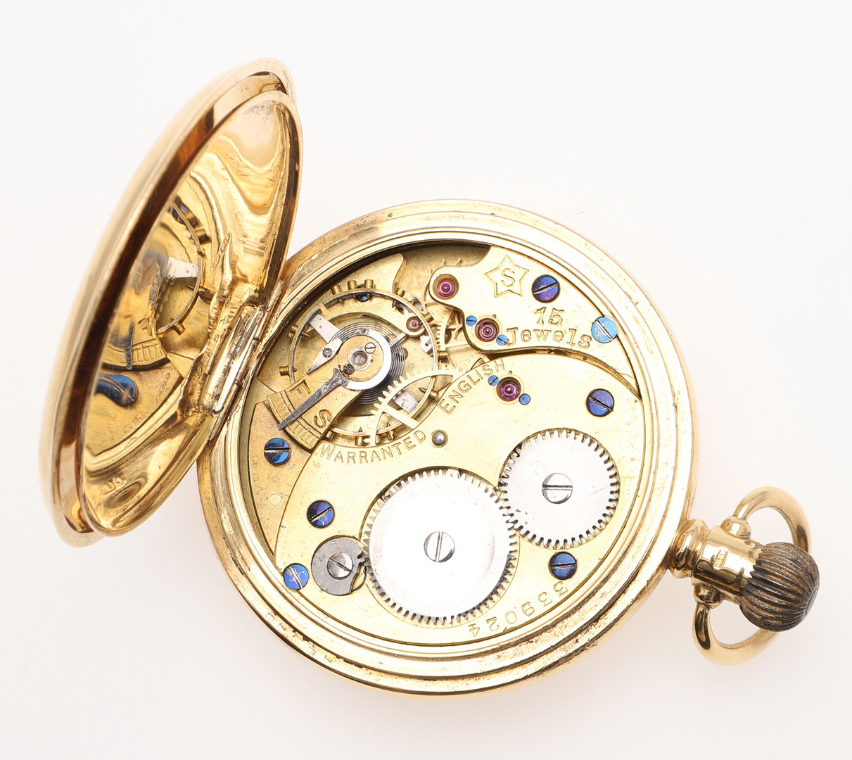 AN 18CT GOLD HALF HUNTING CASED POCKET WATCH BY BALSOM OF READING. - Bild 5 aus 8