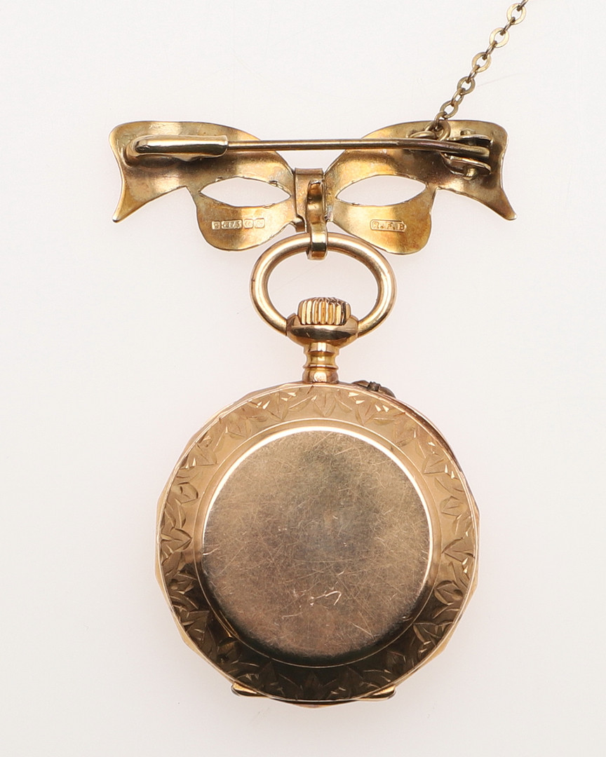 A LADY'S GOLD FOB WATCH. - Bild 5 aus 5