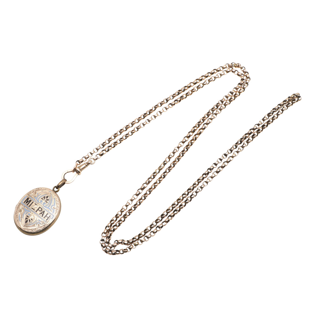 A 9CT GOLD WATCH CHAIN.