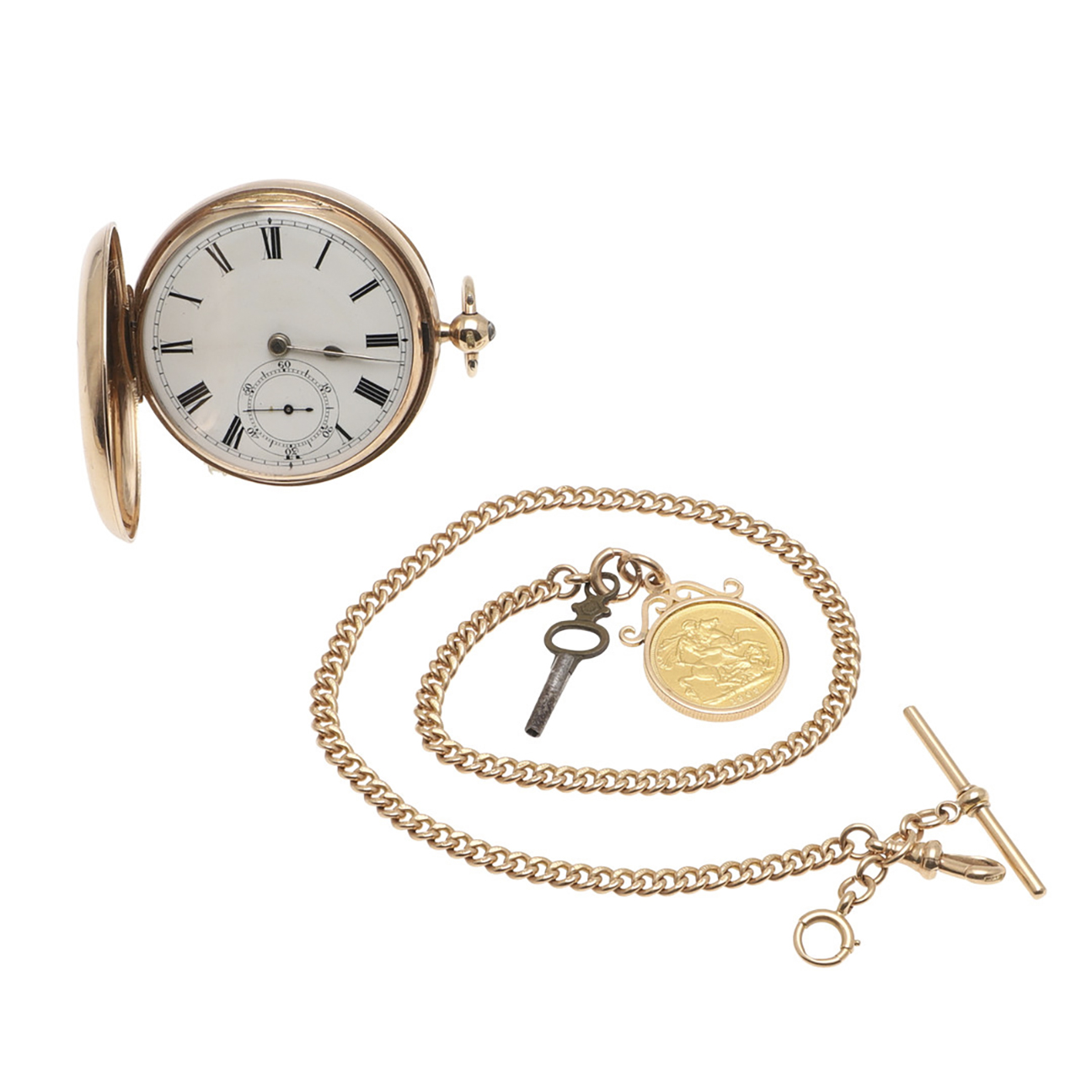 A 9CT GOLD FULL HUNTING CASED POCKET WATCH.