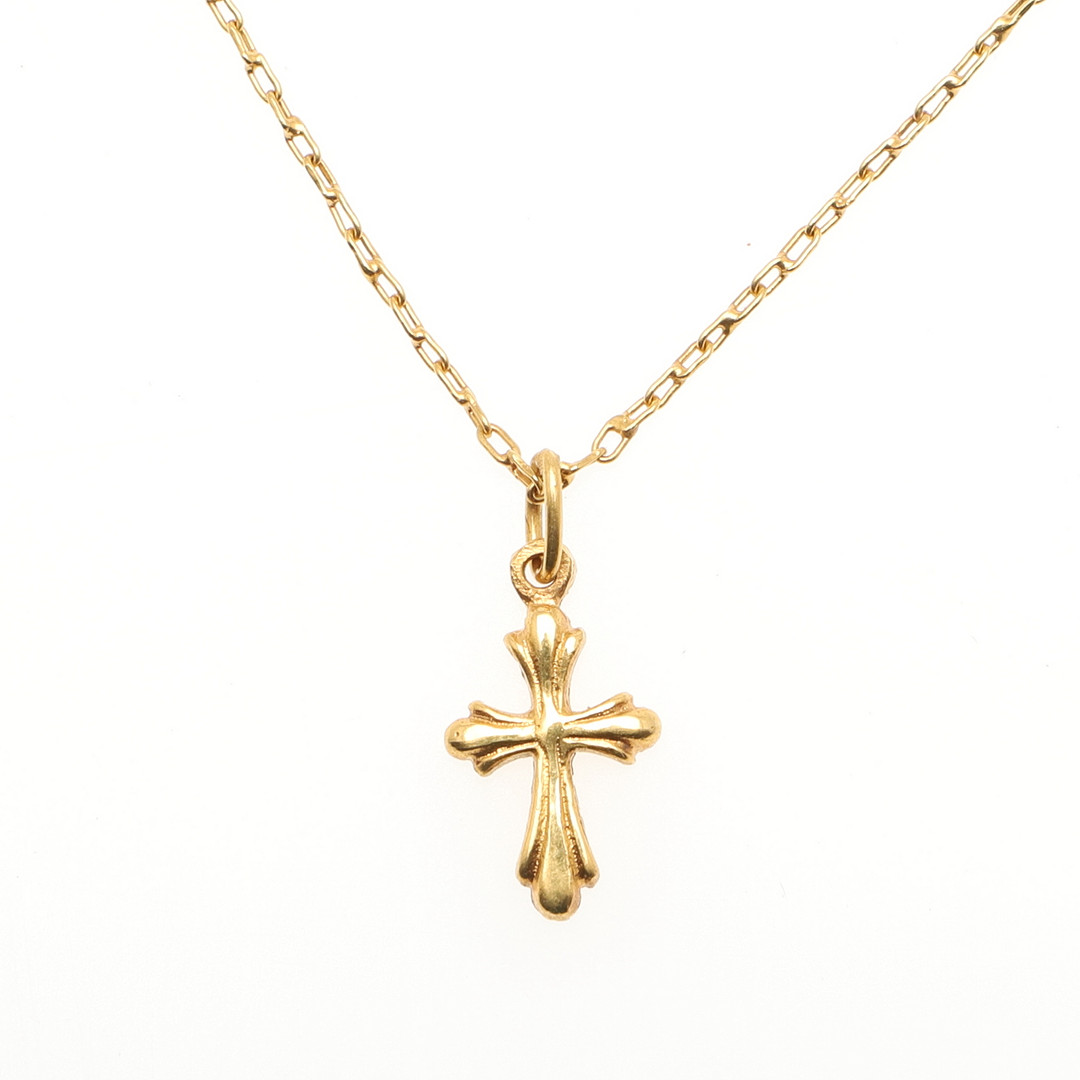 A 14CT GOLD CRUCIFORM PENDANT. - Image 2 of 3