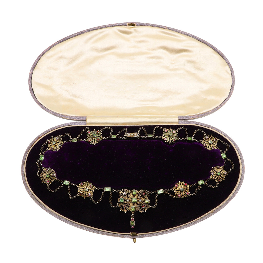 A 19TH CENTURY AUSTRO-HUNGARIAN GEM SET NECKLACE. - Image 2 of 7