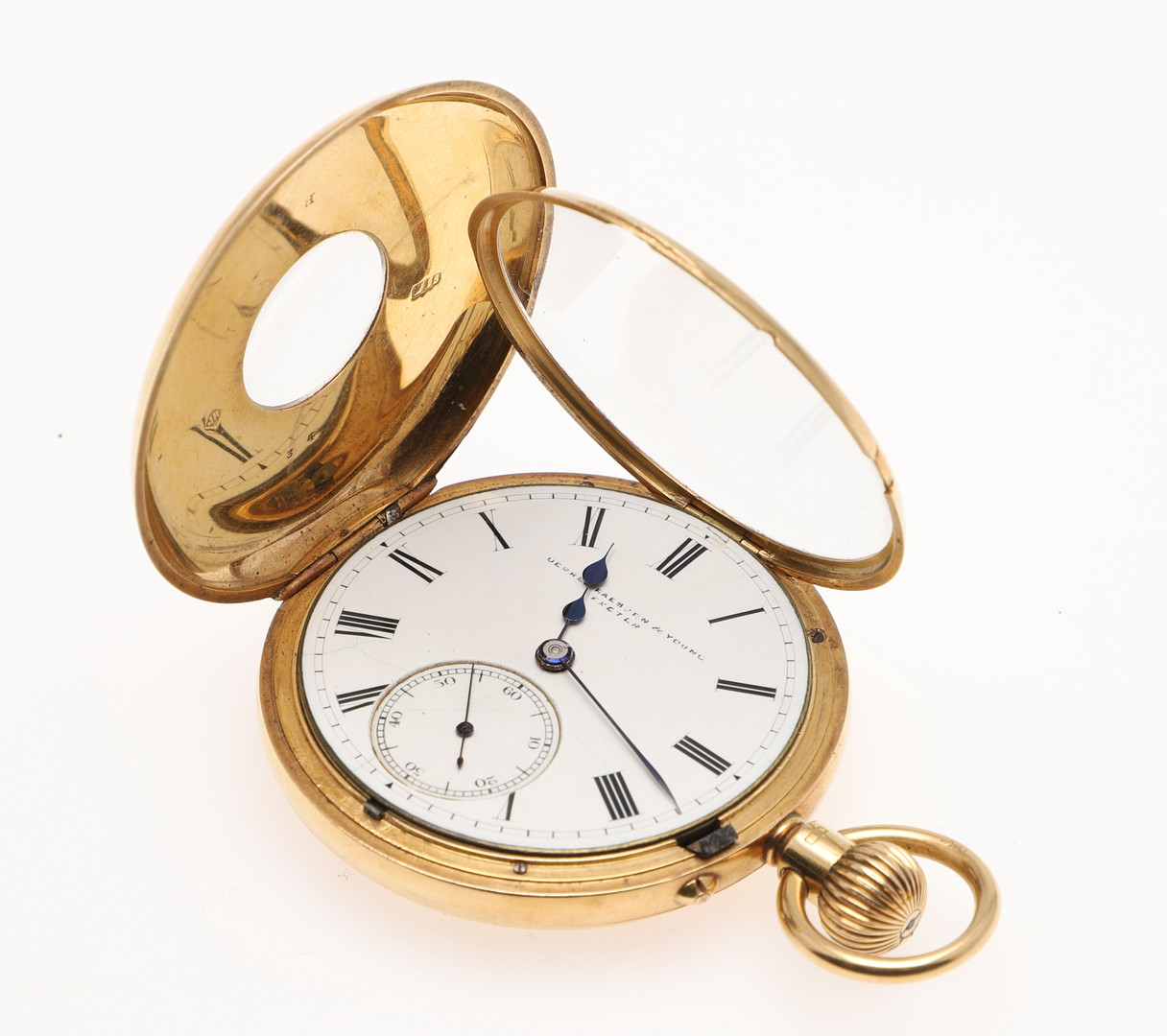 AN 18CT GOLD HALF HUNTING CASED POCKET WATCH BY DEPREE, RAEBURN & YOUNG, EXETER. - Bild 5 aus 5