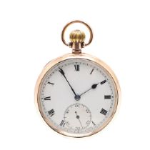 A 9CT GOLD OPEN FACED POCKET WATCH.