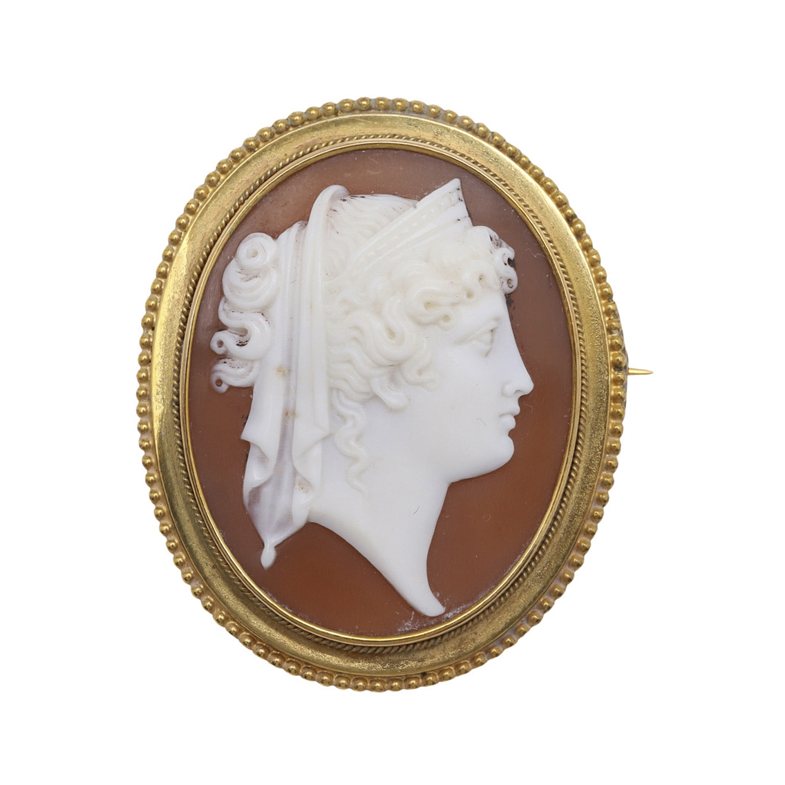 A CARVED SHELL CAMEO BROOCH.