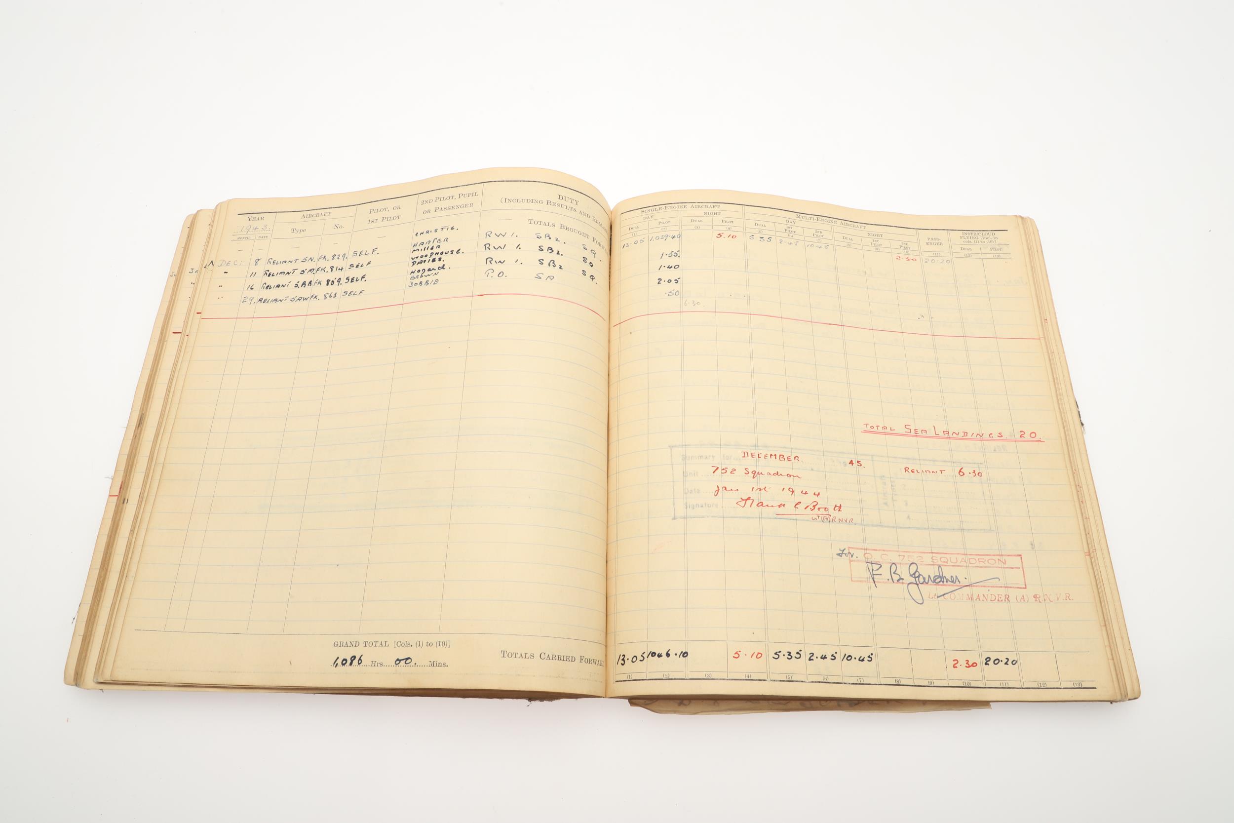 THE SECOND WORLD WAR FLYING LOG BOOKS OF LT CDR. FRANK C. BOOTH. - Image 4 of 6