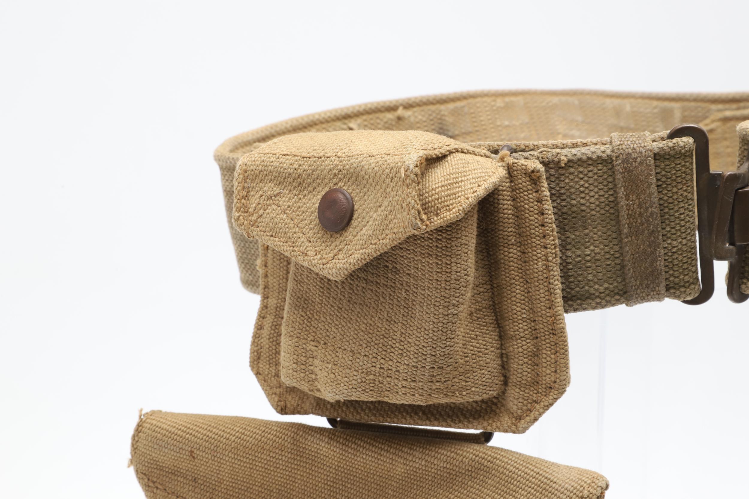 A 1937 PATTERN WEBBING HOLSTER, POUCH AND BELT. - Image 3 of 8