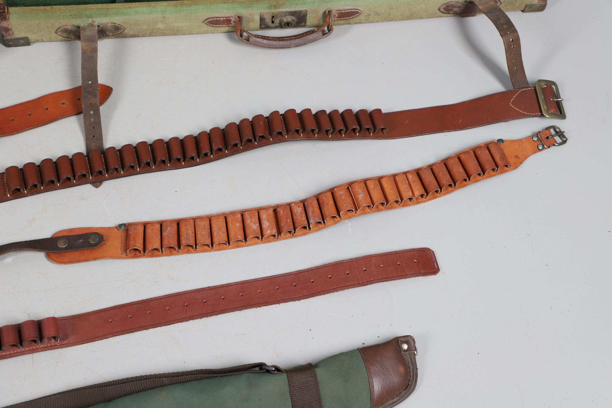 A LEATHER SHOTGUN CASE AND OTHER GUN CASES. - Image 12 of 16