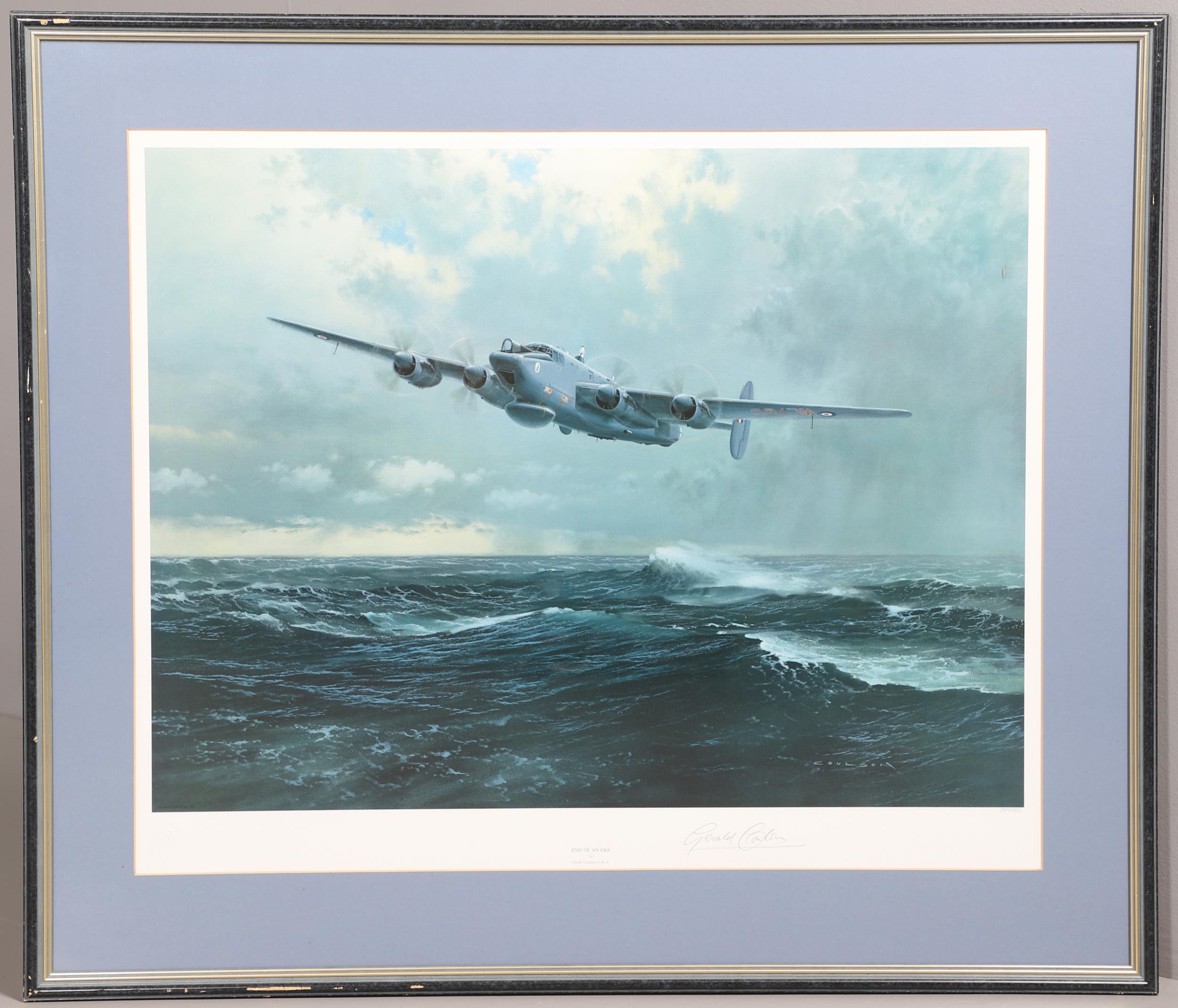 GERALD COULSON 'END OF AN ERA' SIGNED PRINT OF AN AVRO SHACKELTON.