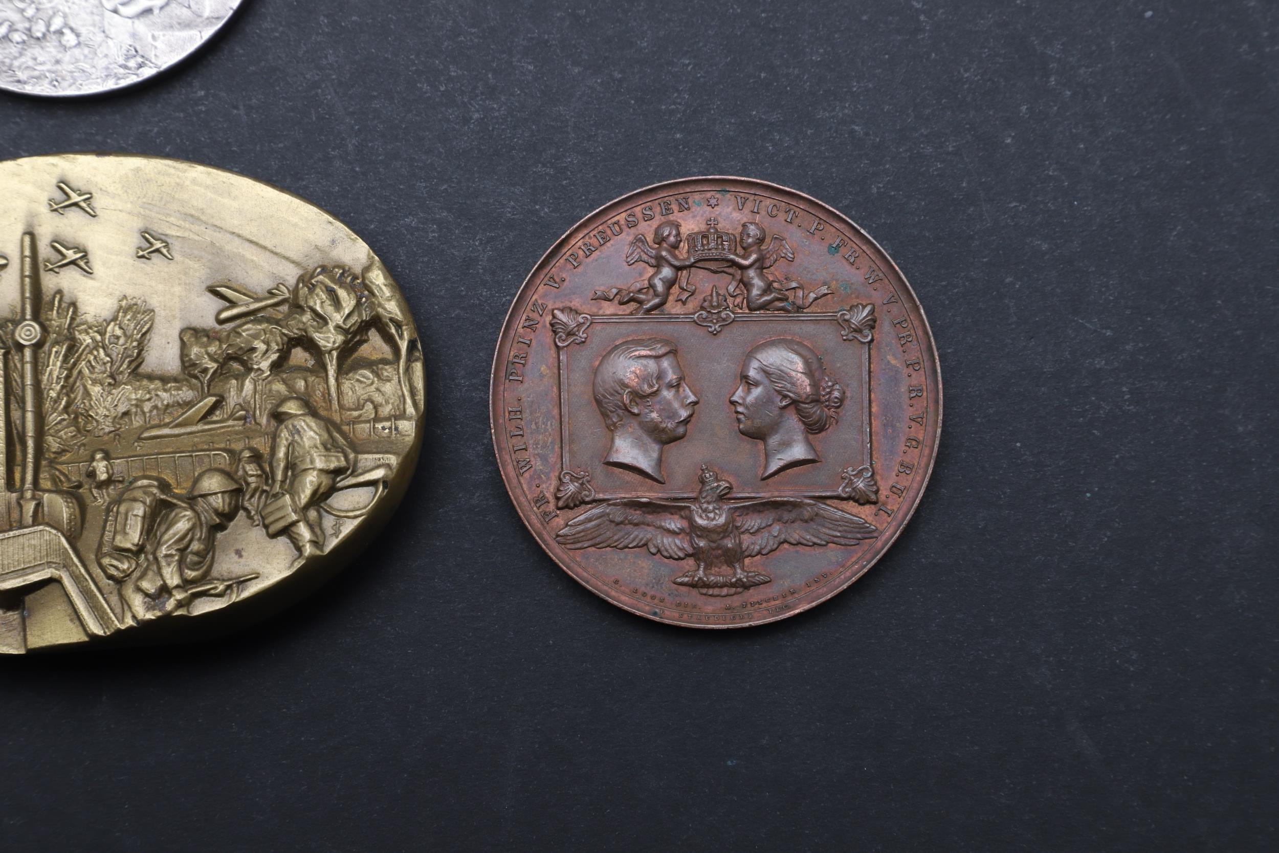 AN HISTORIC MEDAL COMMEMORATING THE BIRTH OF KAISER WILHELM II, AND THREE OTHERS. - Image 5 of 7