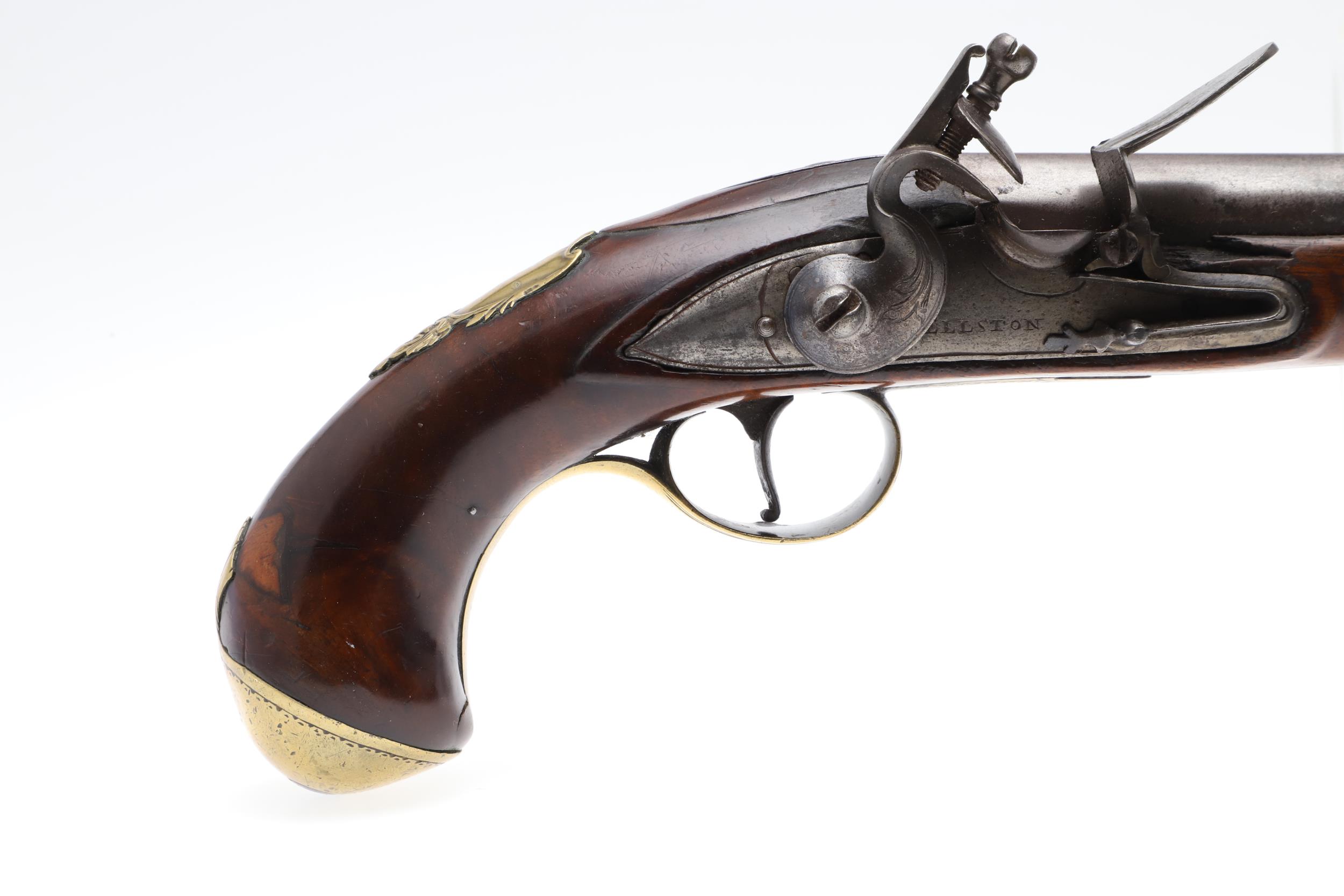 A LATE 18TH CENTURY FLINTLOCK HOLSTER PISTOL BY ELLSTON OF DONCASTER. - Image 2 of 13