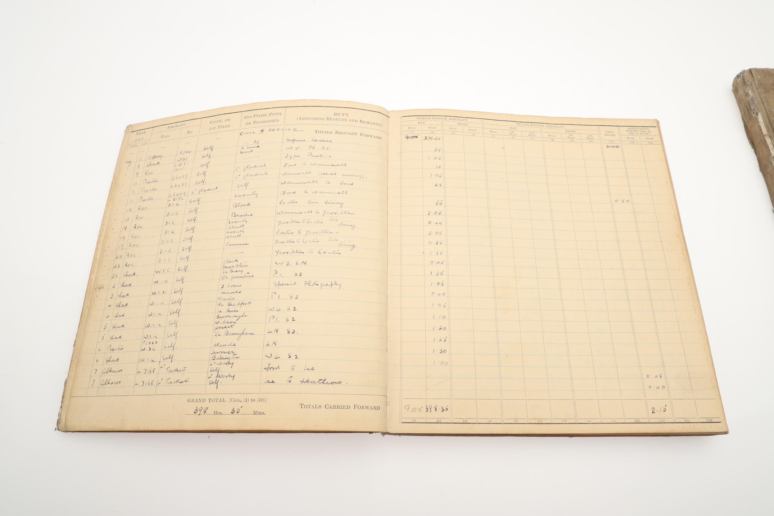 THE SECOND WORLD WAR FLYING LOG BOOKS OF LT CDR. FRANK C. BOOTH. - Image 5 of 6