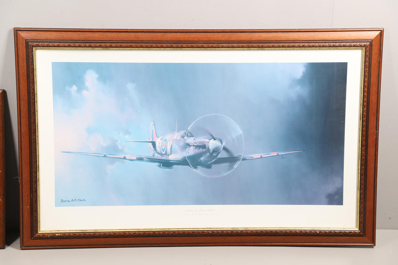 A LARGE COLOUR PRINT OF A SPITFIRE BY BARRIE CLARK, AND A SIMILAR LIMITED EDITION PRINT. - Image 4 of 6