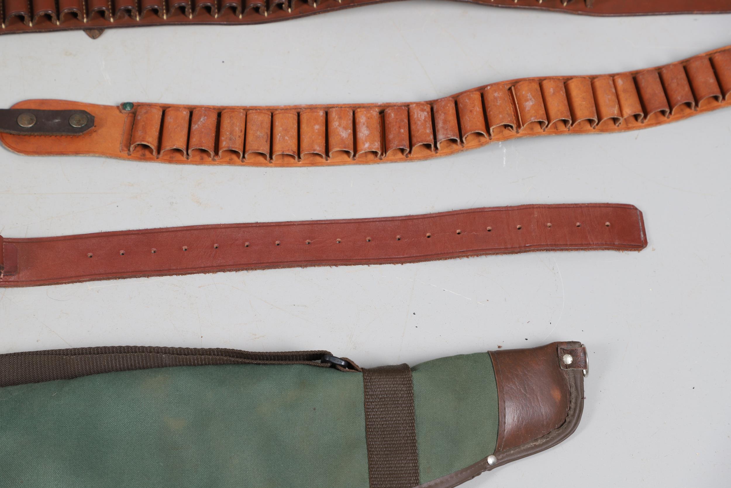 A LEATHER SHOTGUN CASE AND OTHER GUN CASES. - Image 13 of 16