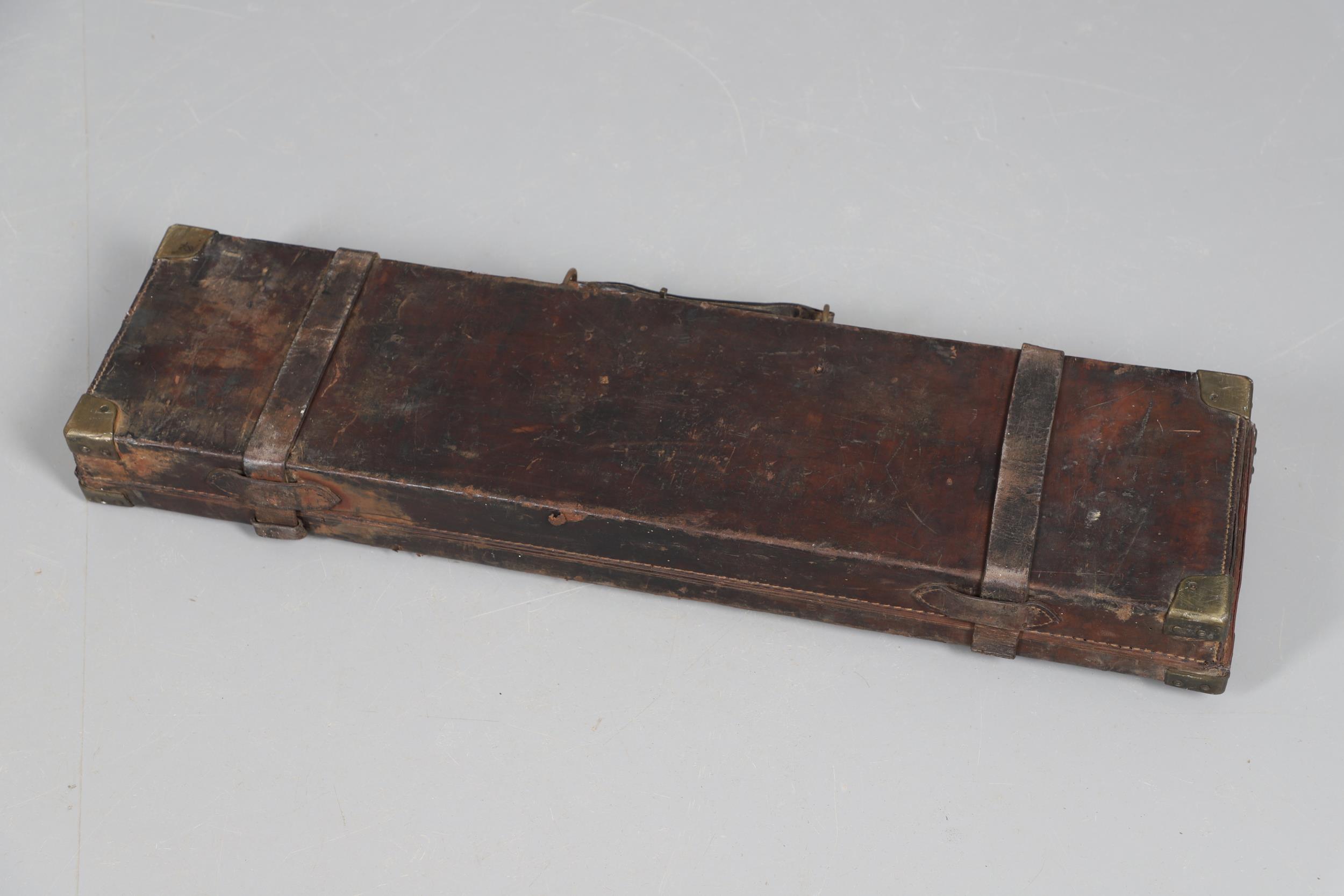 A LEATHER GUN CASE WITH LABEL FOR WILLIAM POWELL AND SONS. - Image 9 of 10