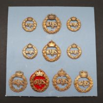 AN INTERESTING COLLECTION OF 2ND DRAGOON GUARDS CAP AND COLLAR BADGES.