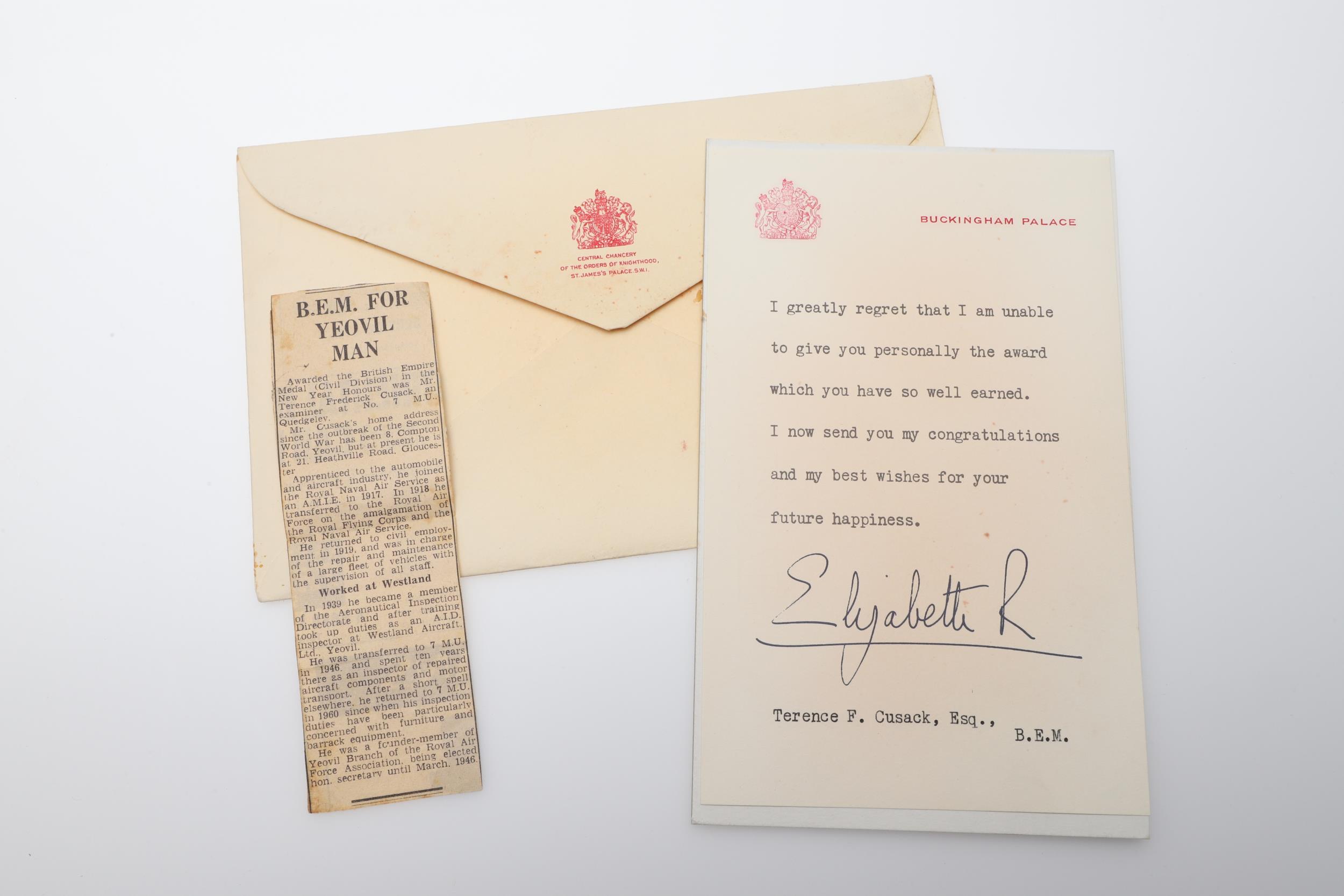 AN ELIZABETH II BRITISH EMPIRE MEDAL TO A YEOVIL MAN. - Image 2 of 7