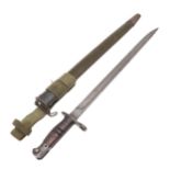 AN AMERICAN 1907 PATTERN BAYONET AND SCABBARD.