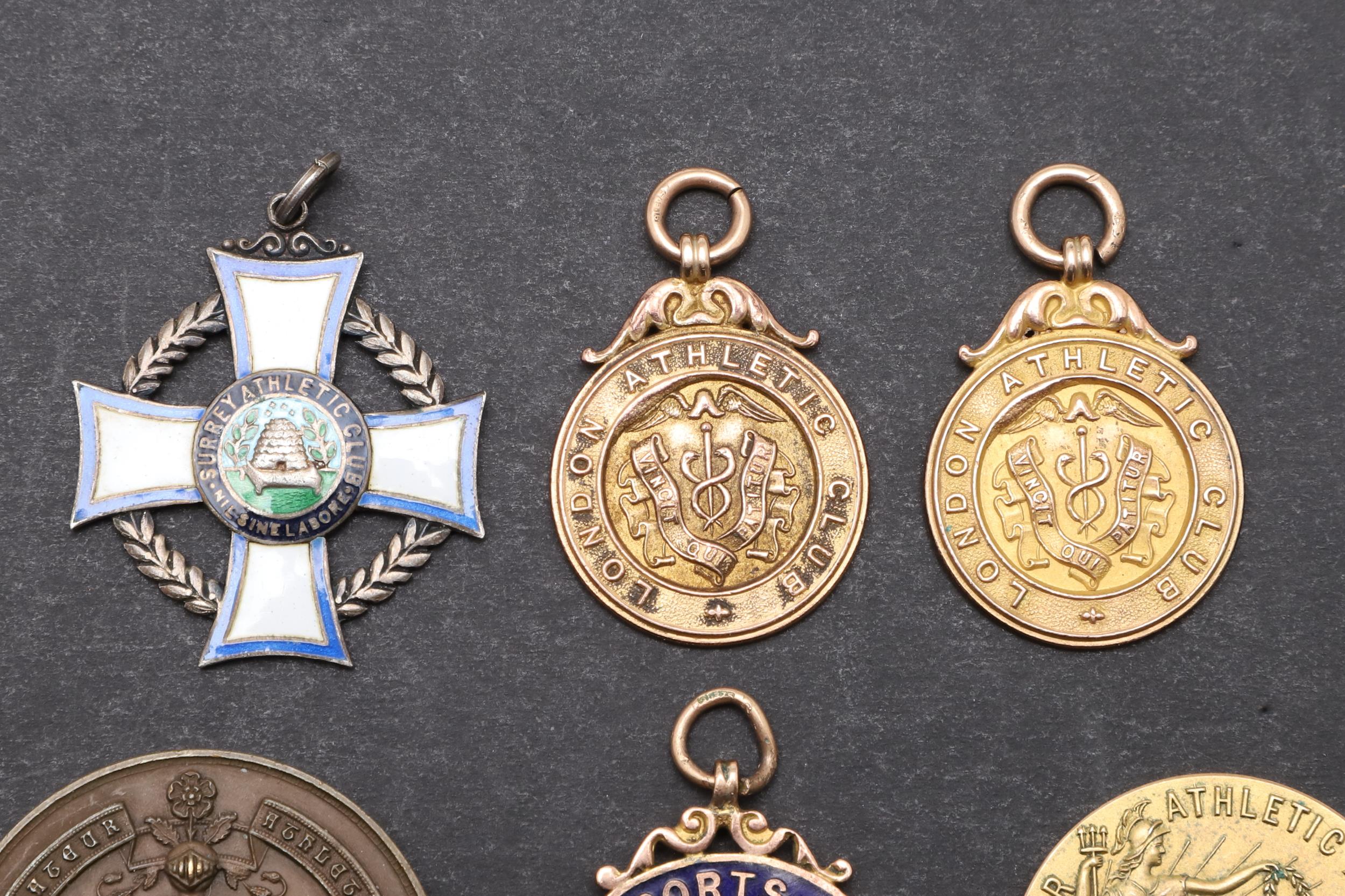 A COLLECTION OF GOLD AND SILVER SPORTING MEDALS TO INCLUDE A 1920'S OLYMPIC TRIALS MEDAL. - Image 2 of 8