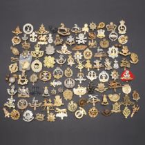 A COLLECTION OF APPROXIMATELY 100 CAP BADGES TO INCLUDE THE WARWICKSHIRE REGIMENT AND OTHERS.