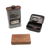 A REFEREE CARTRIDGE BOX AND OTHER ITEMS.