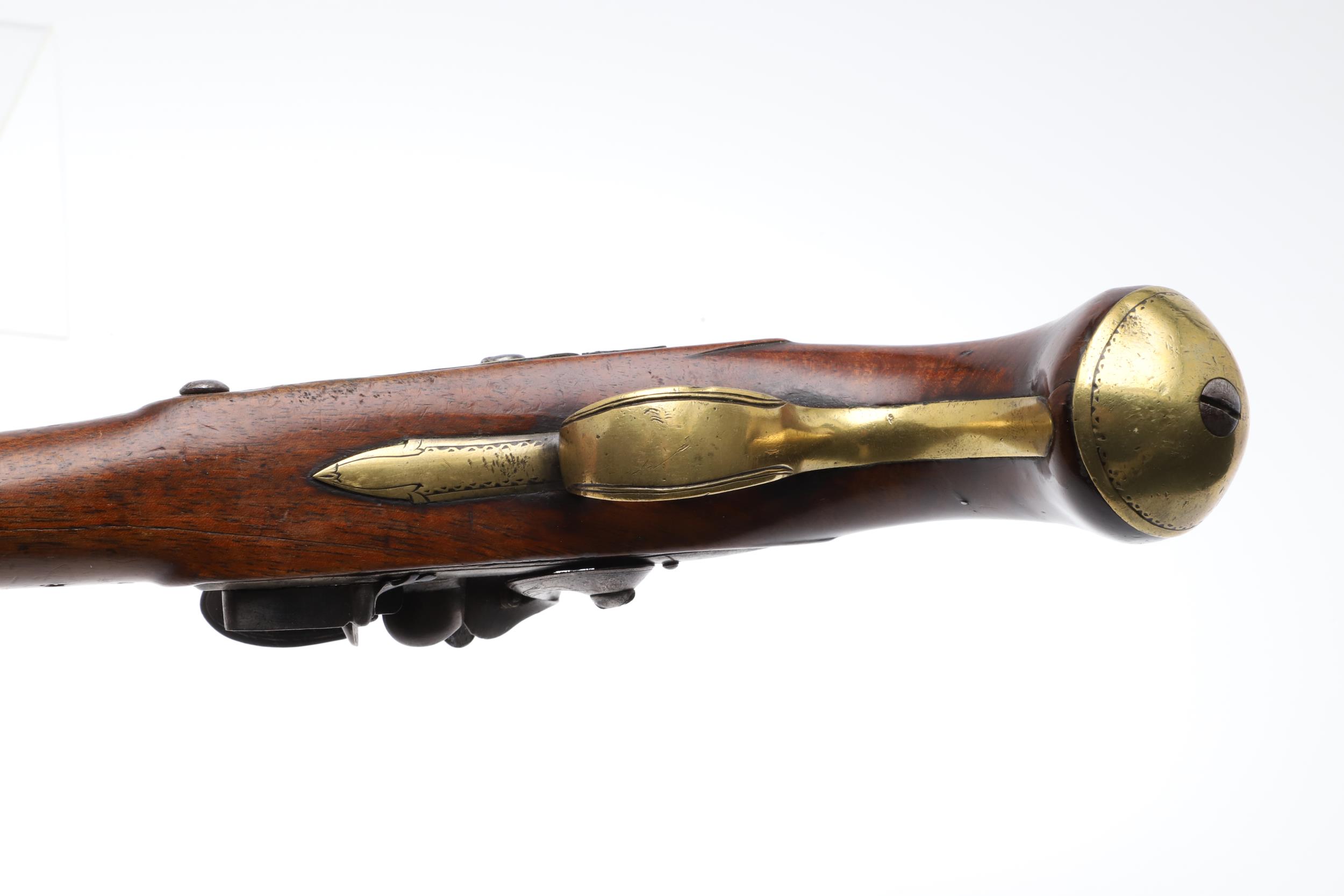 A LATE 18TH CENTURY FLINTLOCK HOLSTER PISTOL BY ELLSTON OF DONCASTER. - Image 11 of 13