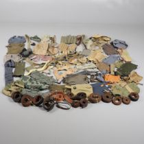 A LARGE COLLECTION OF WEBBING BELTS, KNEE PADS AND OTHER UNIFORM ITEMS, SECOND WORLD WAR AND LATER.