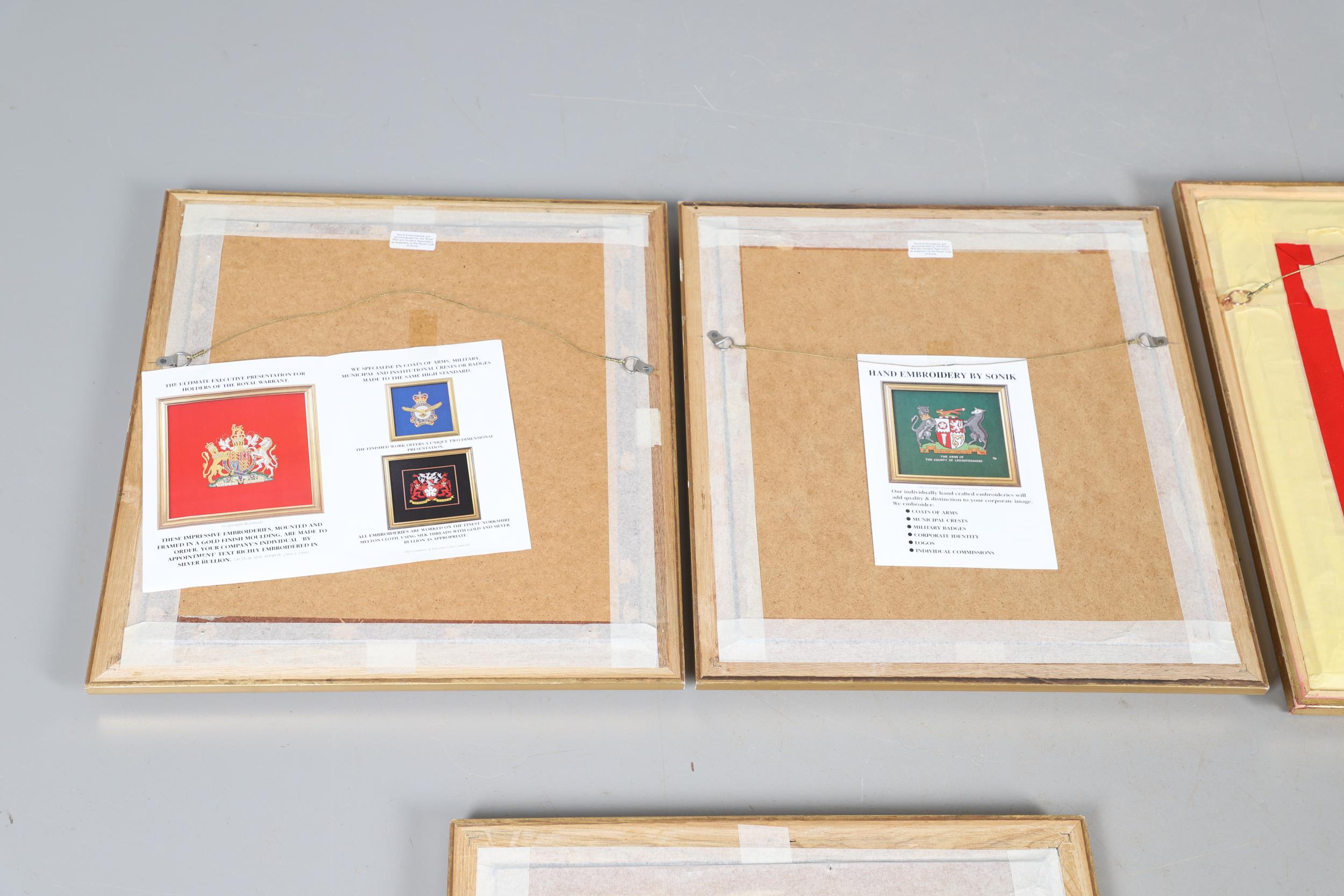 A COLLECTION OF FRAMED NEEDLEWORK MILITARY AND ROYAL CRESTS. - Image 11 of 16