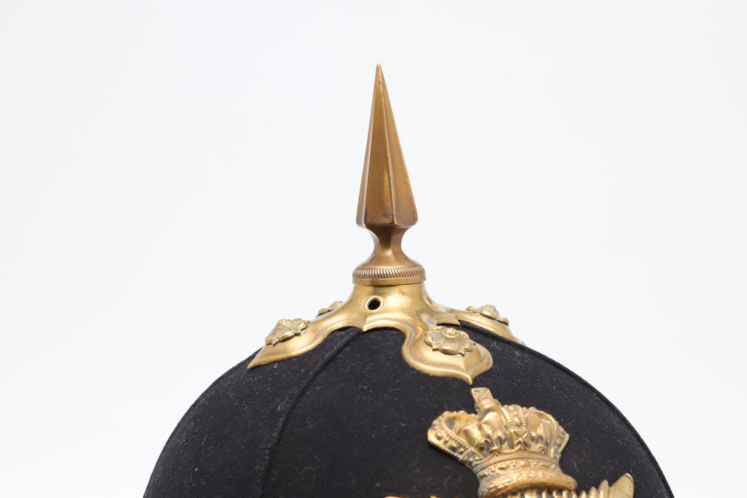 A SOUTH STAFFORDSHIRE REGIMENT OFFICER'S BLUE CLOTH HOME SERVICE HELMET. - Image 2 of 13