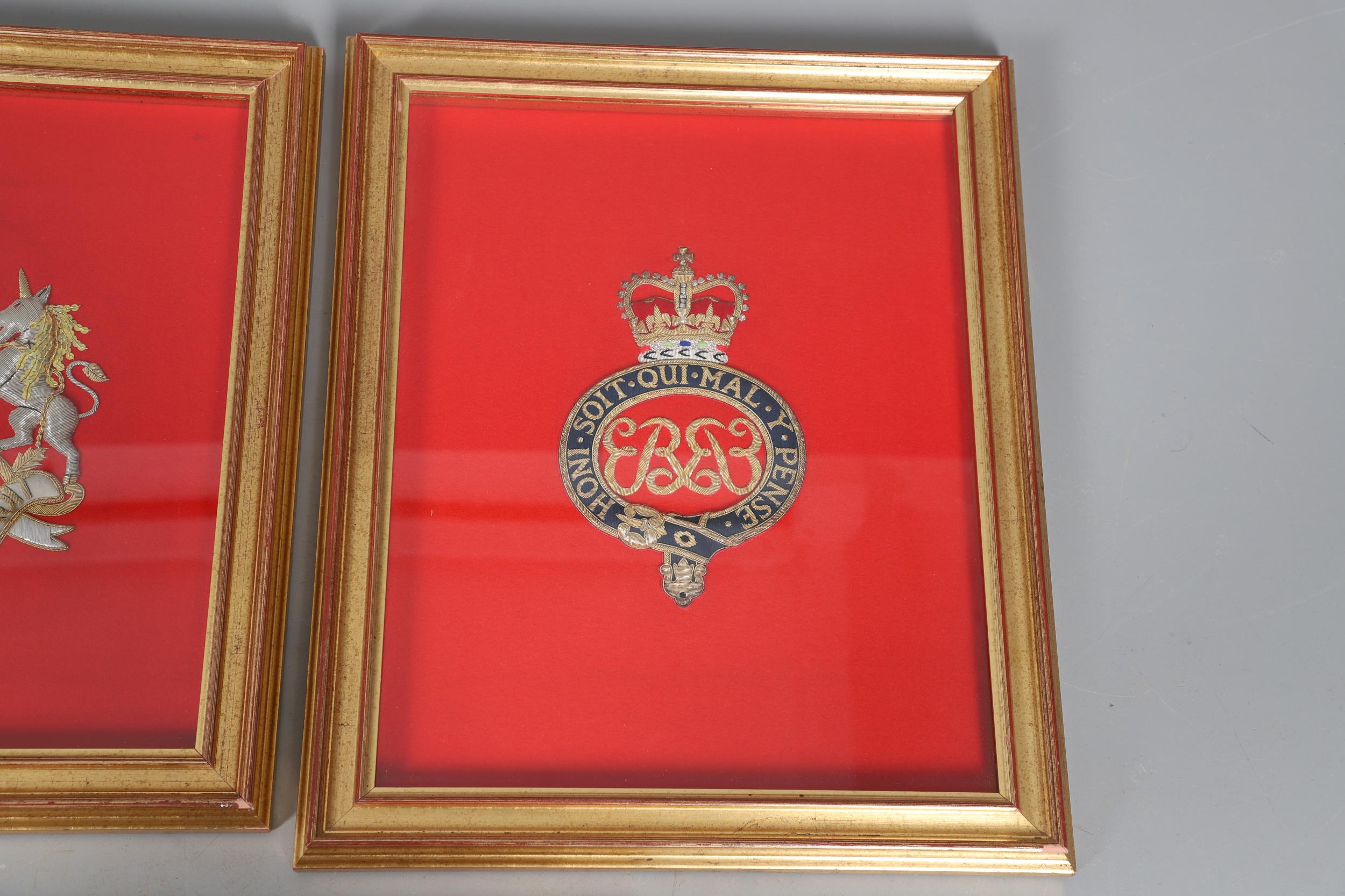 A COLLECTION OF FRAMED NEEDLEWORK MILITARY AND ROYAL CRESTS. - Image 6 of 16